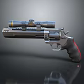 Tactical Revolver With Scope Black Red Grip And Metal Body Modern Design