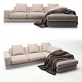 Modern Casual Sofa Set With Plush Cushions And Soft Throw Blanket Design 3d model