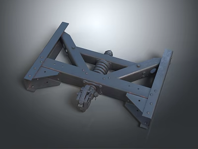 Mechanical Metal Frame Structure With Cross Beams Spring And Roller Components 3d model