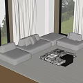 Modern Sofa Coffee Table Combination Multi-person Fabric Sofa Corner Sofa Marble Coffee Table Modular Sofa 3d model