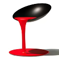 Modern Black Accent Chair With Flowing Red Base And Unique Design 3d model