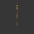 Traditional Long Staff Shaped Weapon With Yellow Decorative Top And Striped Body