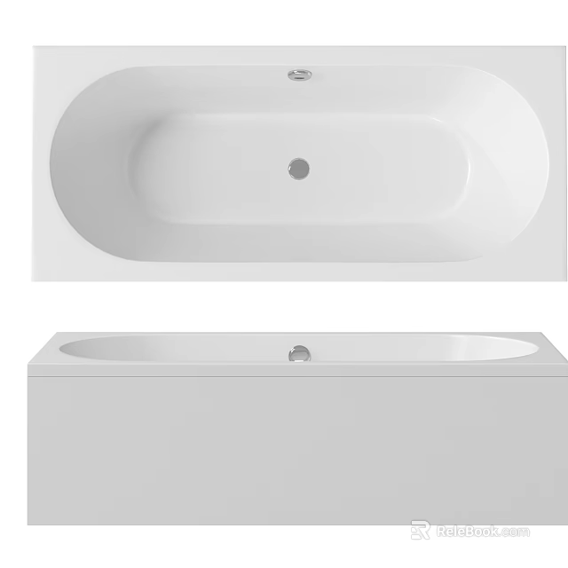 White Bathtub Modern Design With Simple Style Smooth Surface And Elegant Look 3d model 