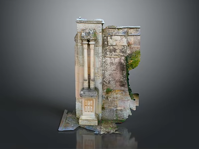 Ancient Weathered Stone Ruins With Columns And Greenery Growing On Walls 3d model