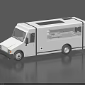 White Mobile Food Truck Exterior Design With Large Service Windows And Roof Equipment