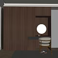 Modern Wooden Wardrobe Interior Design With Dressing Table Round Mirror And Chair