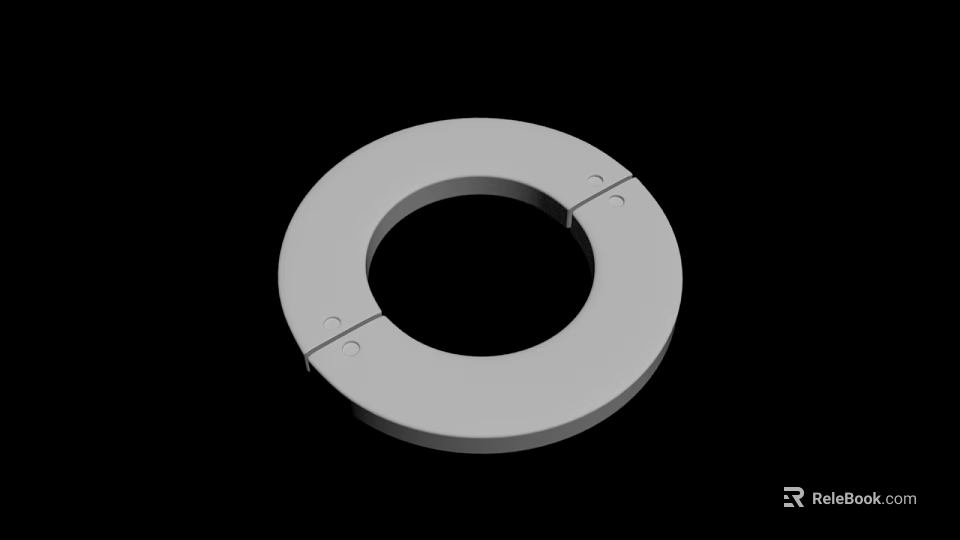 Detailed Circular Gray Sculpture Featuring Central Hole And Connected Jointed Sections 3d model