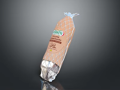 Bovati Salame Milano Net Wrapped Italian Dry Cured Sausage With Silver Foil Base 3d model