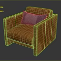 Stylish Orange Fabric Armchair With Blue Gray Cushion And Modern Design
