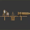 Golden Commercial Navigation Sextant With Metal Frame Scaled Dial And Telescope