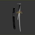Traditional Japanese Samurai Sword With Black Scabbard Golden Hilt And Silver Blade