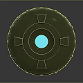 Commercial Equipment With Circular Design Blue Glowing Center Ring Structure And Blue Indicator Lights On Base