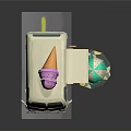 Cute Turquoise Cream Ice Cream Truck With Pink Ice Cream Cone And Umbrella Table