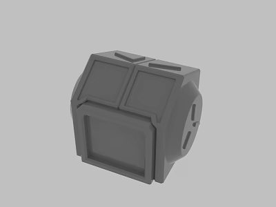 Gray 3D Model of Mechanical Component With Rectangular Panels and Holes 3d model