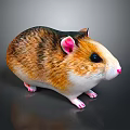 Small Fluffy Hamster with Brown and White Fur Pink Ears and Black Eyes