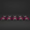 Modern Dining Table Set With Row Of Round Tables Pink Booth Seating And Chairs
