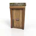 Wooden Door Structure With Stone Top Metal Mail Slot And Door Handle