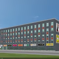 Multi Storey Residential Building With Ground Floor Shops Green Lawn And Adjacent Road