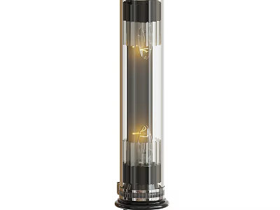 Modern Cylindrical Wall Lamp With Transparent Glass Shade And Warm Yellow Lighting 3d model