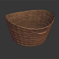 Handwoven Brown Storage Basket With Handle For Household Daily Organizing