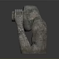 Scenic Landscape Featuring Stone Sculpture with Binocular Shape and Reflections 3d model