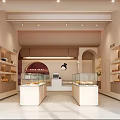 Modern Bakery Interior Design With Glass Display Cases And Breads 3d model