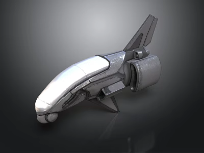 Futuristic Aerospace Spacecraft Design With Streamlined Metallic Structure And Tail Wings 3d model