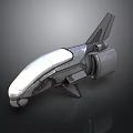 Futuristic Aerospace Spacecraft Design With Streamlined Metallic Structure And Tail Wings