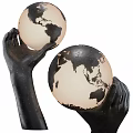 Unique Table Lamp with Black Hands Holding Light Colored Globe Design 3d model