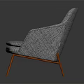 Modern Gray Fabric Accent Chair With Armrest And Orange Wooden Legs Contemporary Home Furniture Design