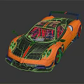 Sleek Orange And Black Supercar With Red Interior And Rear Spoiler Design