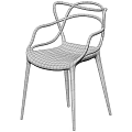 Modern Dining Table and Chair Set with Marble Top and Black Curved Backrest Chairs