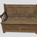 Outdoor Wooden Bench with Backrest Armrests and Storage Compartment Design