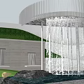 Waterfall Feature Wall Modern Design With Flowing Water Green Plants And Stone Accents