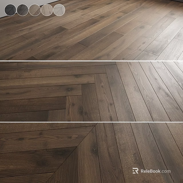 Dark Brown Wooden Flooring With Herringbone Pattern And Natural Wood Texture For Modern Interior 3d model 