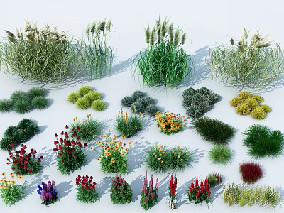 Vibrant Colorful Flowers And Various Green Plants Collection With Diverse Species 3d model