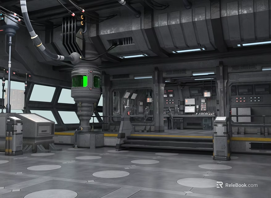 Modern Laboratory Interior Featuring Metal Equipment Control Panels And Scientific Instruments 3d model 