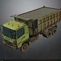 Yellow Dump Truck with Rusty Bed and Number 10 on Cab