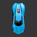 Blue Modern Sports Car with Sleek Aerodynamic Body Alloy Wheels and Rear Spoiler