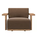 Modern Solid Wood Framed Brown Fabric Upholstered Leisure Chair For Cozy Home Living Space