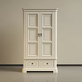 White Wardrobe With Double Doors Square Panels And Bottom Drawers 3d model