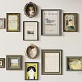 Gallery Wall With Assorted Framed Artworks And Decorative Pieces 3d model