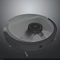 Modern Robot Vacuum Cleaner With White Top Black Circular Button And Black Edge Design