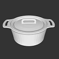 White Ceramic Cookware Set With Lid And Double Handles For Kitchen Use 3d model