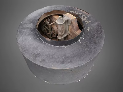 Industrial Equipment With Cylindrical Design Internal Mechanical Parts And Worn Metal Surface 3d model