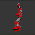 Red Robot Action Figure Toy with Detailed Design Standing Pose on Reflective Gray Background