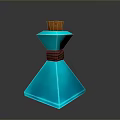 Blue Glass Decorative Bottle With Orange Cork Stopper And Brown Wrapped Band