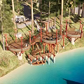 Forest Waterfront Circular Viewing Platform 3d model