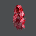 Long Curly Hair With Red And Pink Gradient Color And Soft Wavy Texture