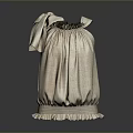 Beige Clothing Top With Bow Detail Ruched Design And Ruffle Hem